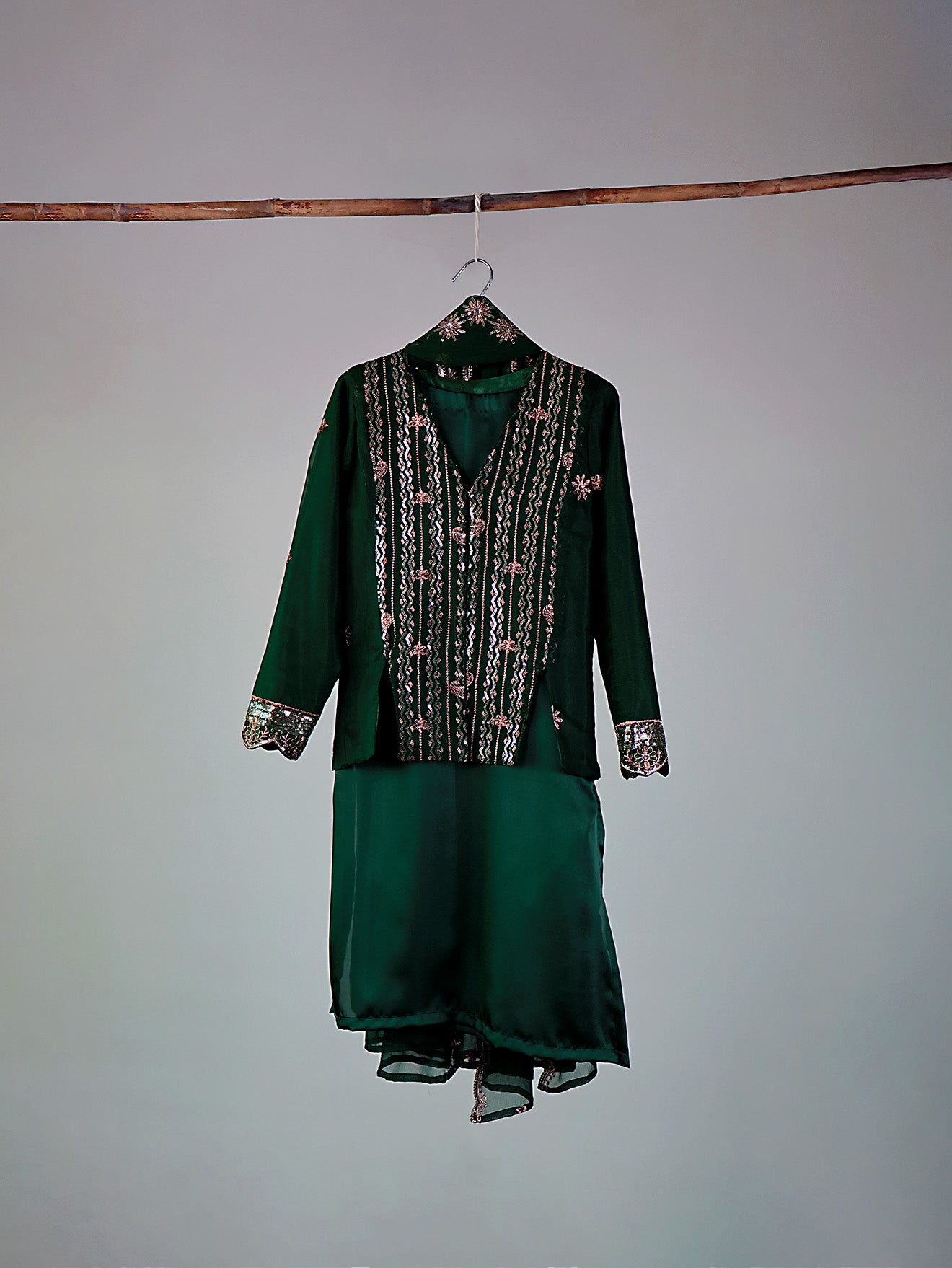 Pine-Green Kurta & Jacket
