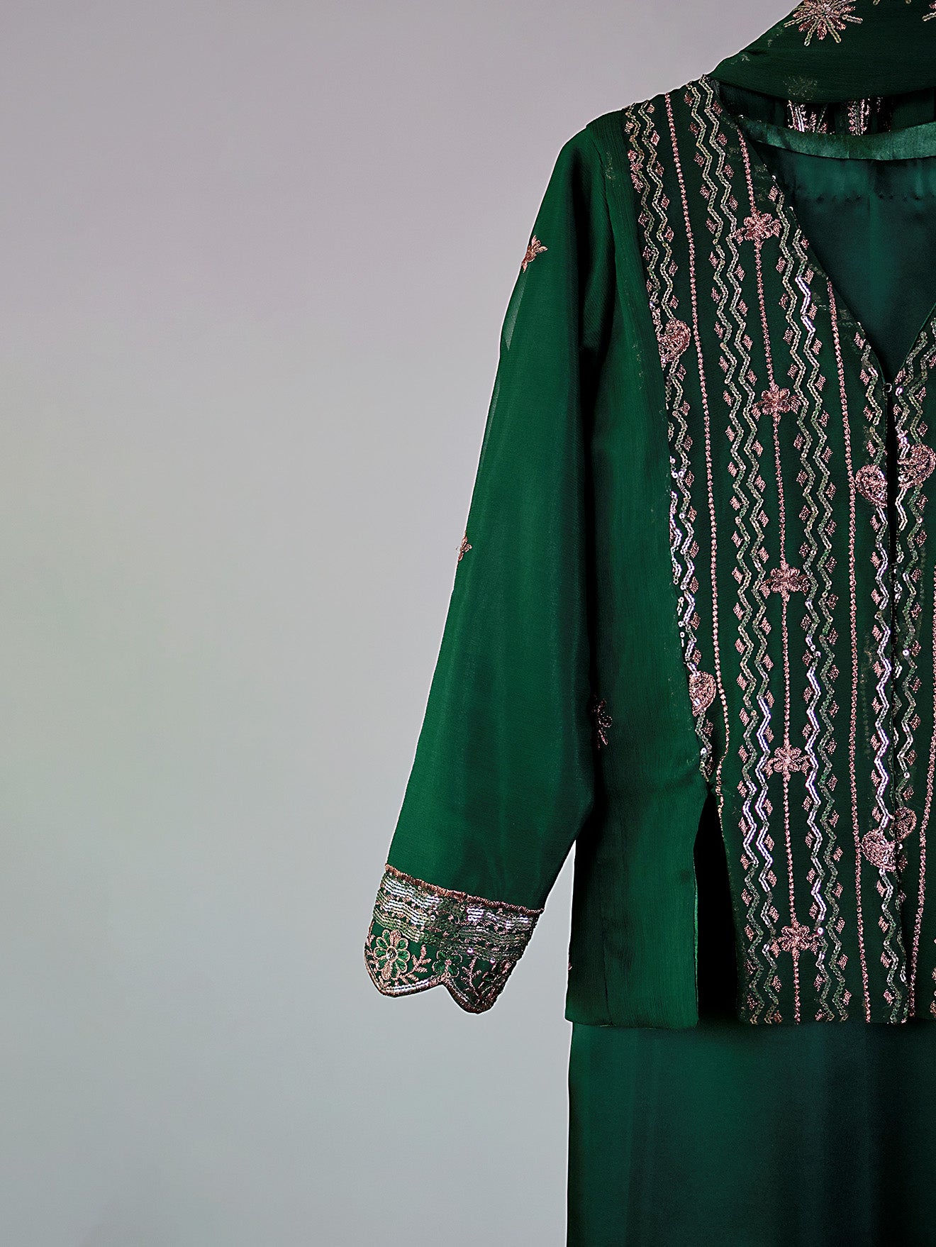 Pine-Green Kurta & Jacket