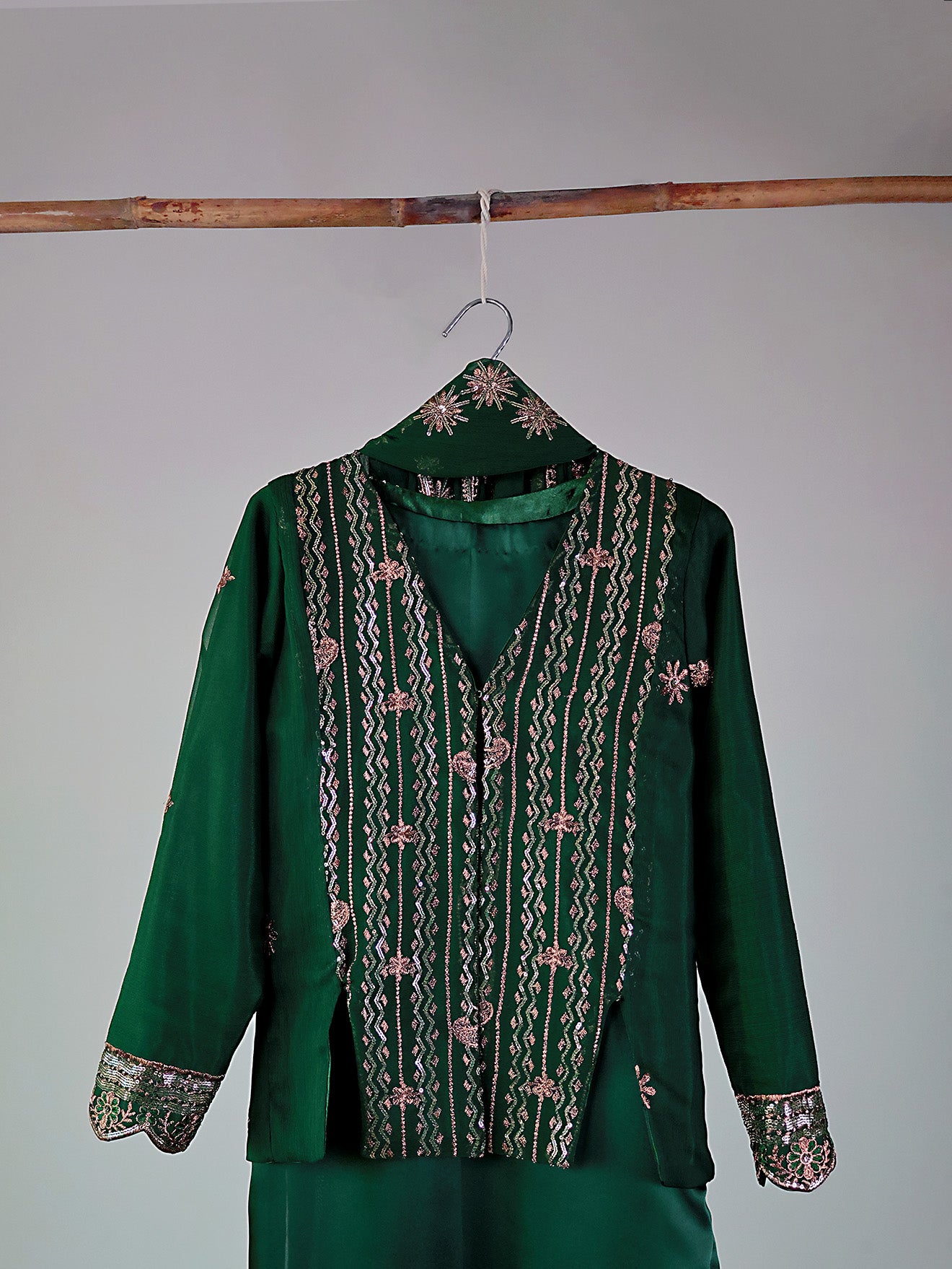 Pine-Green Kurta & Jacket