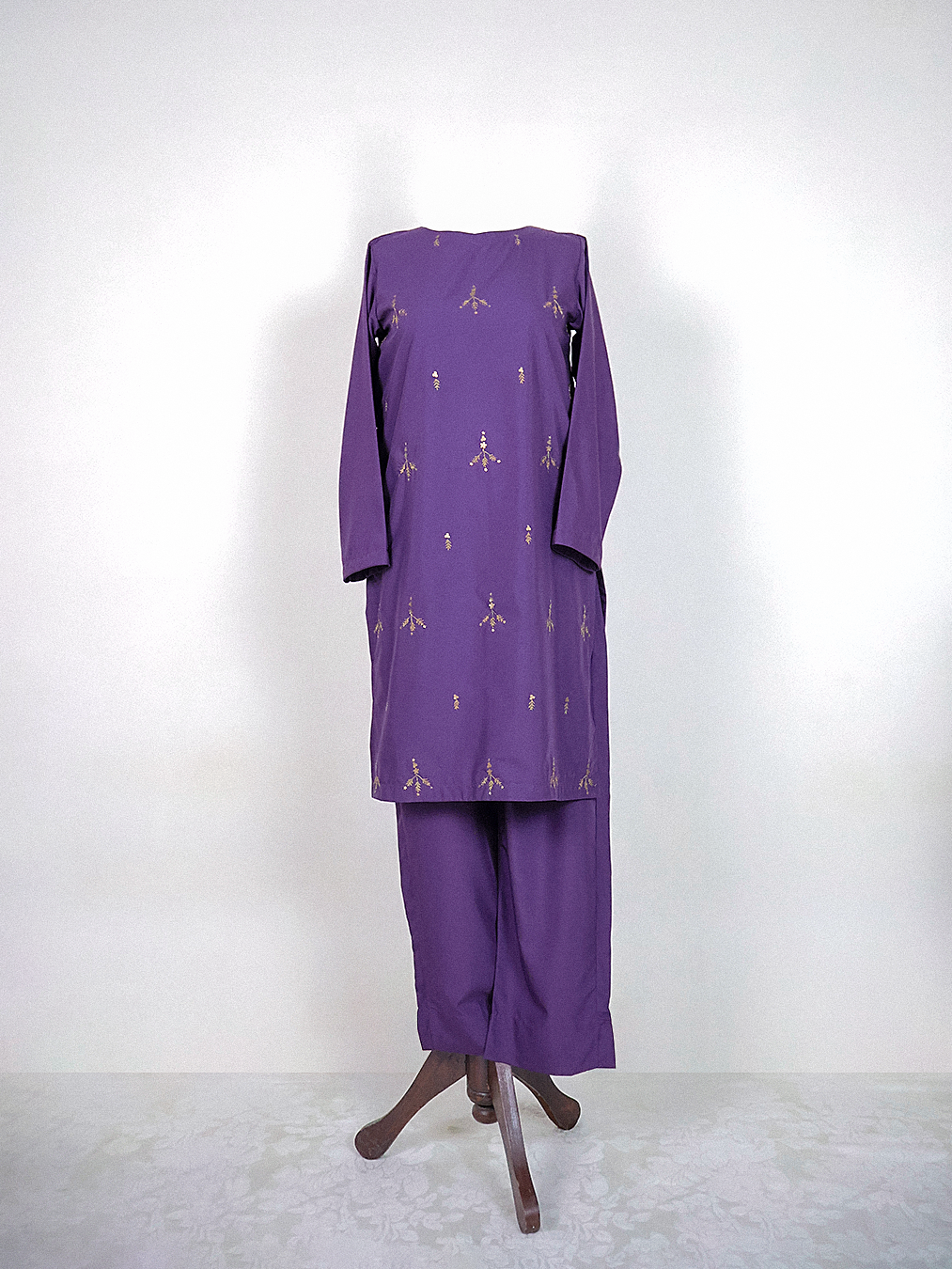 Grape Violet Hand-Embroidered Kurta