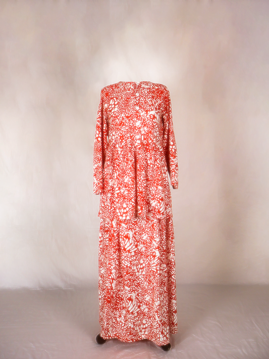 Orange-White Printed Co-ord set