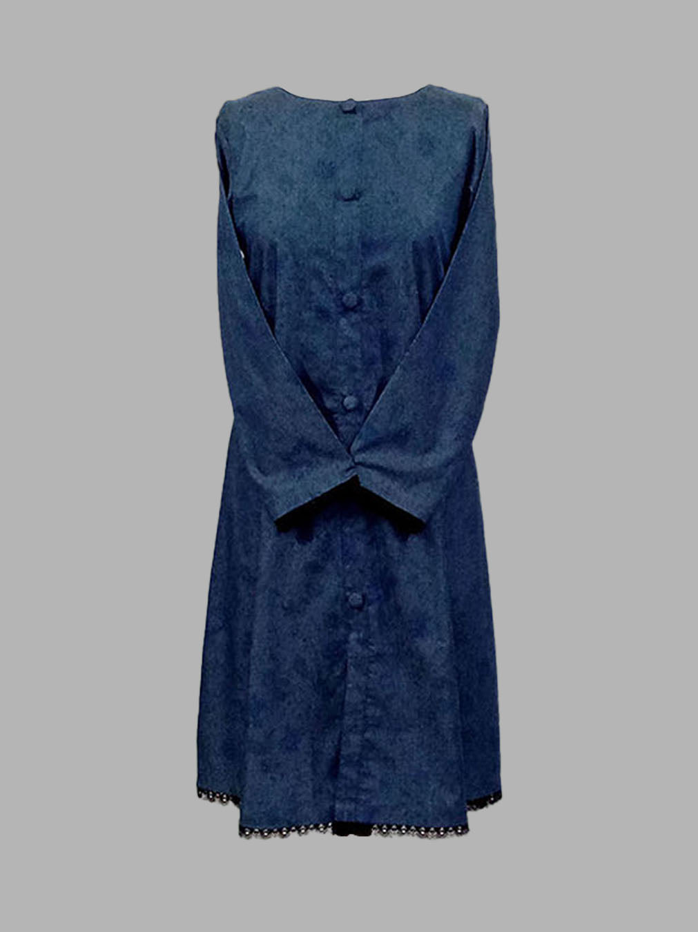 Blue self-printed Denim-Cotton Gown