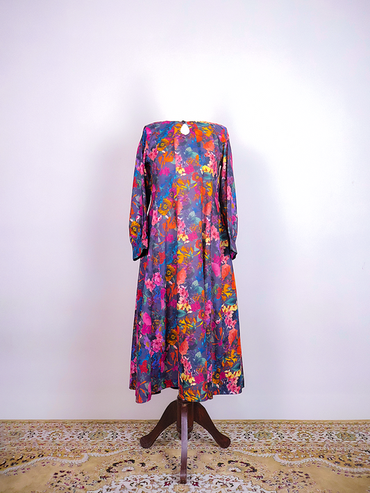 Multi-Colored Floral Lawn Dress