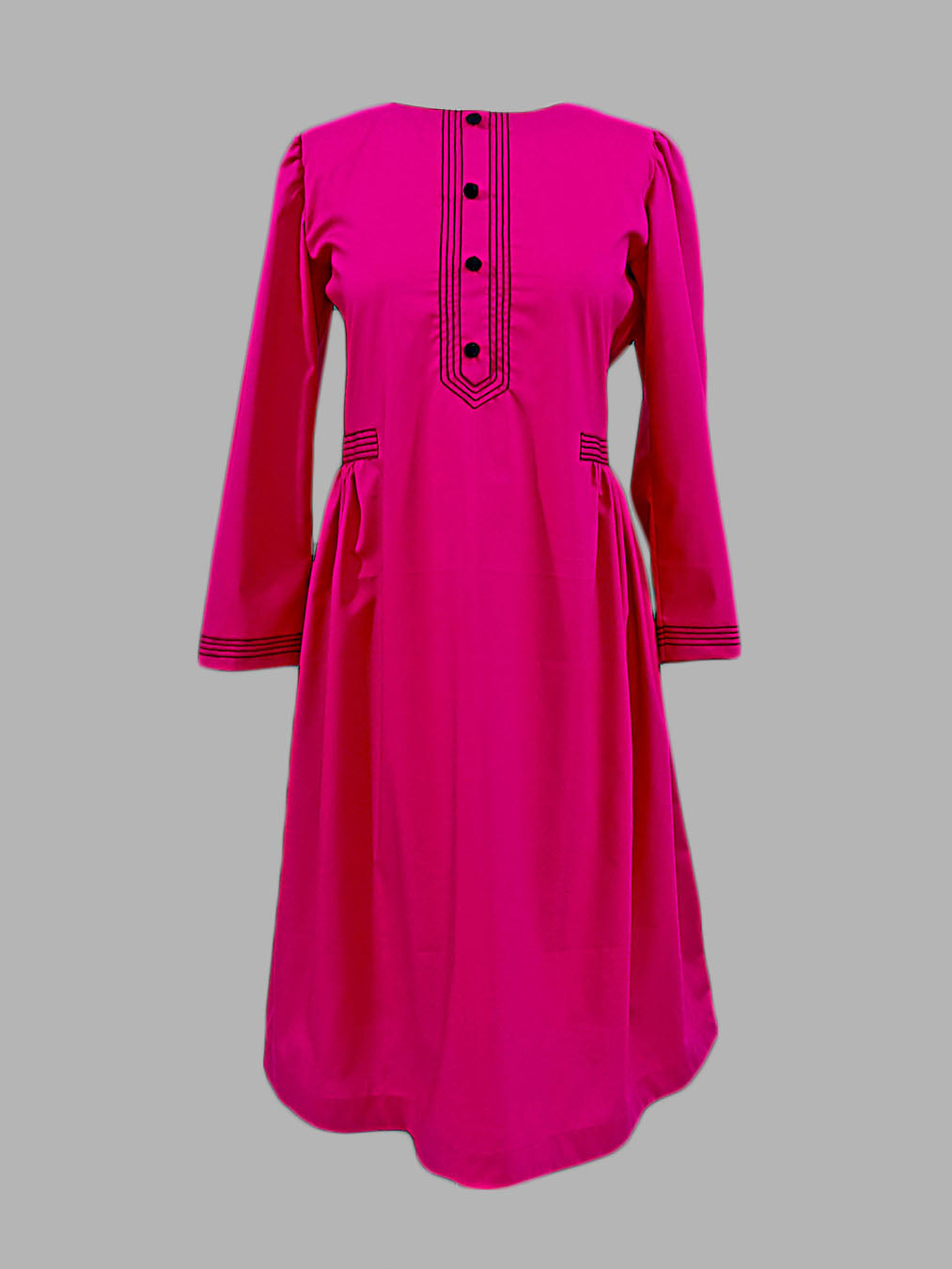 Hot-pink Cambric Cotton Dress