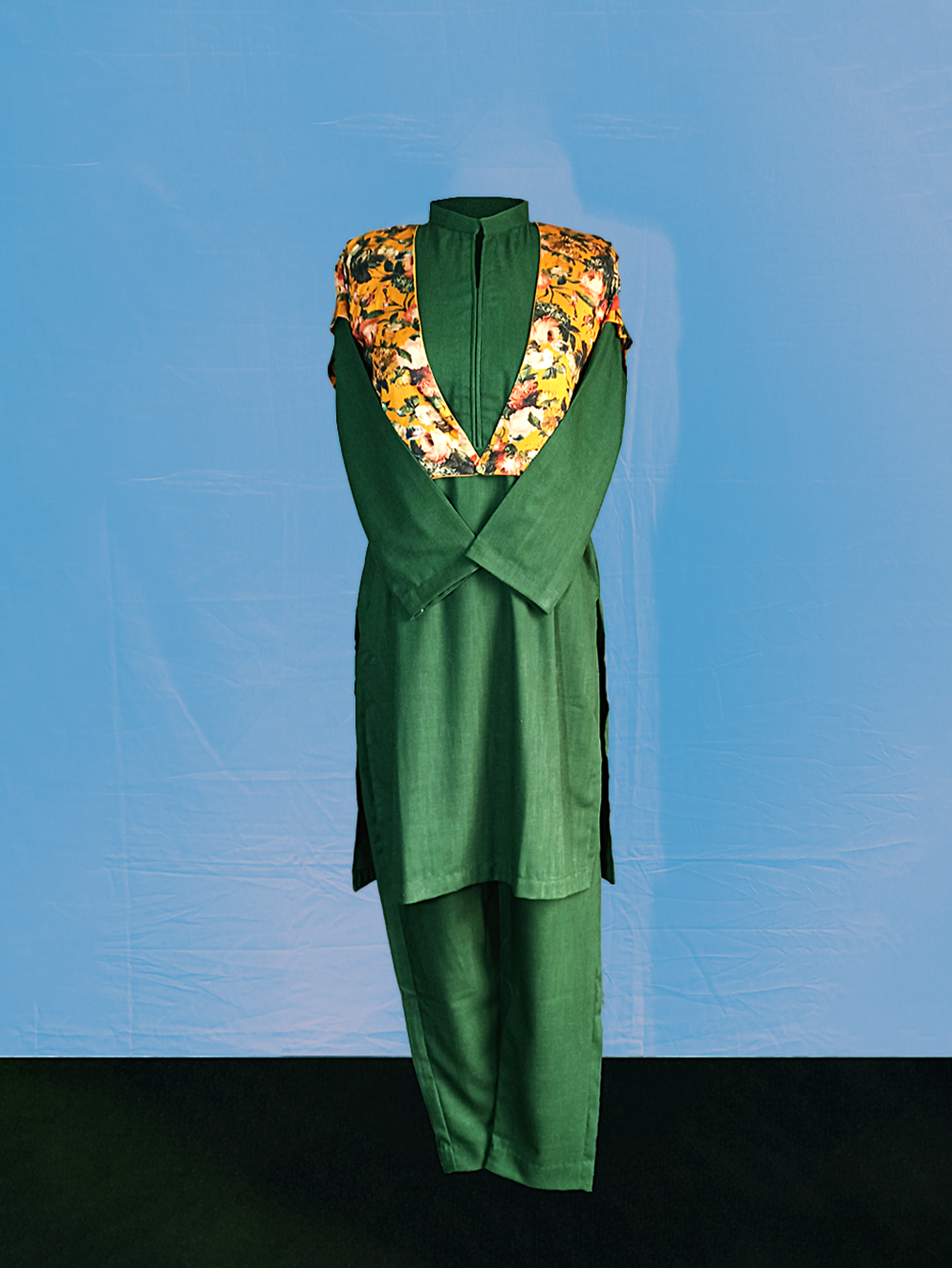 Green Khadar Suit & Jacket.