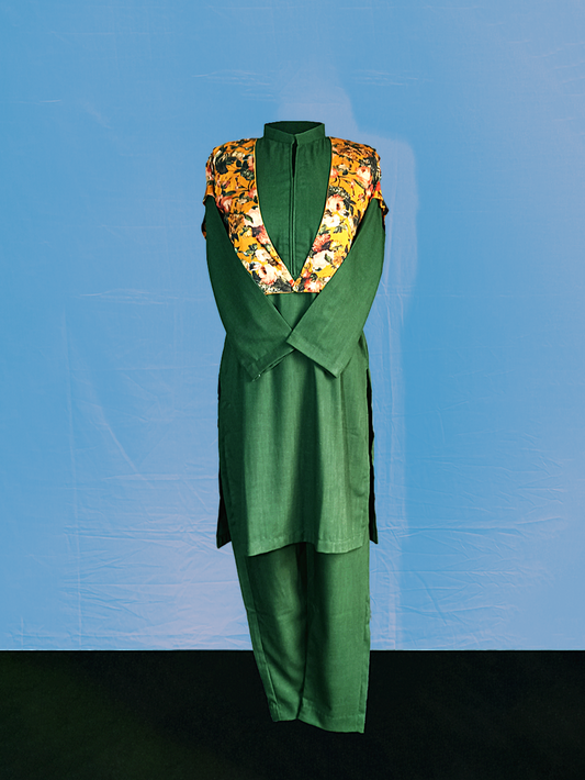Green Khadar Suit & Jacket.