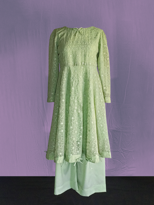 Tea-Green Embroided Dress