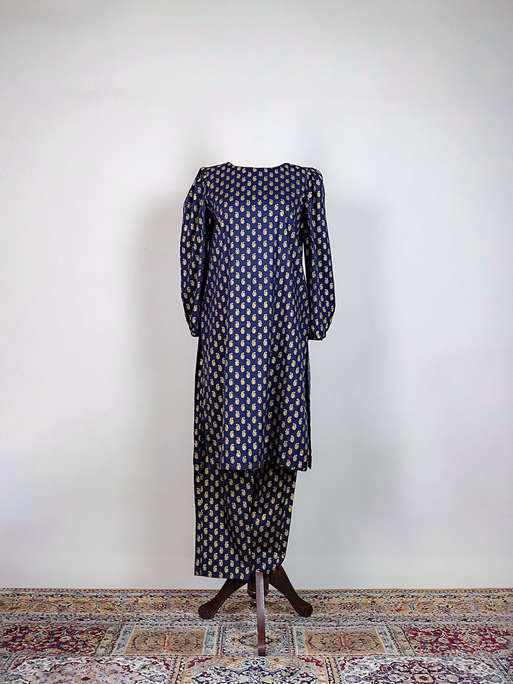 Dark Blue-Gold printed Kurta