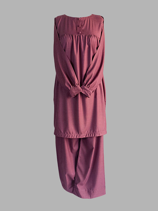 Burgundy casual-wear Cotton Dress
