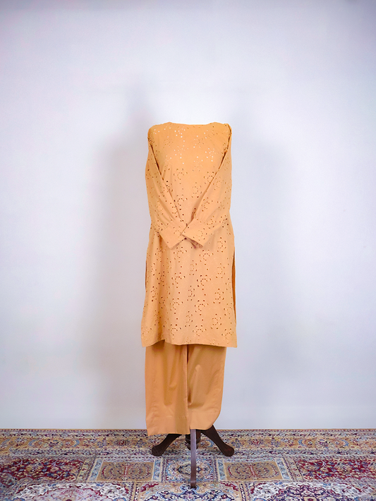 Rose-Beige Chikankari Kurta