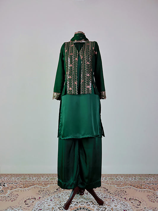 Pine-Green Kurta & Jacket