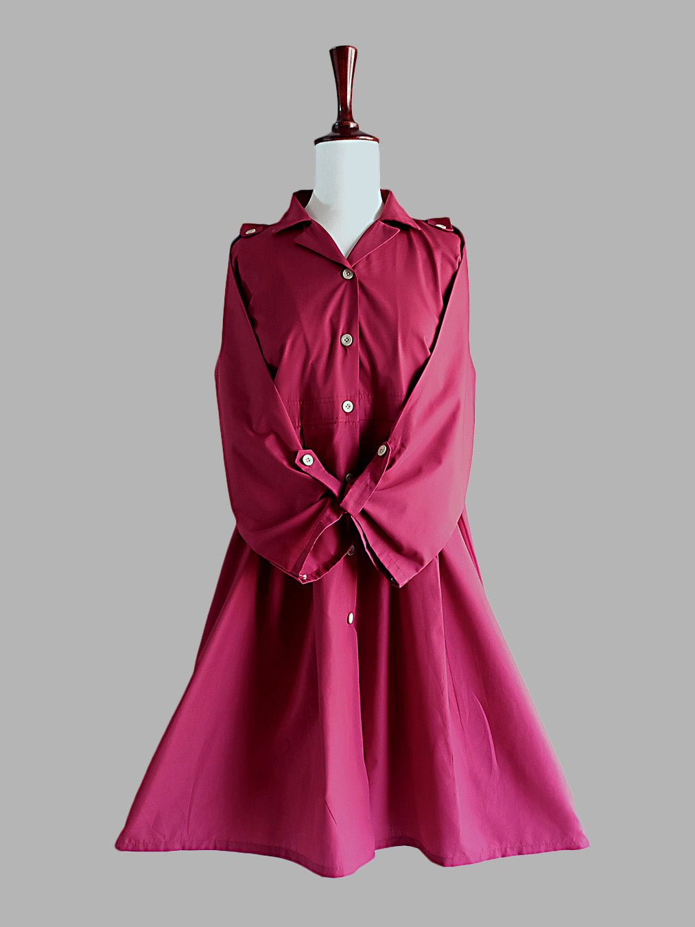 Ruby-Red Cambric Cotton Dress