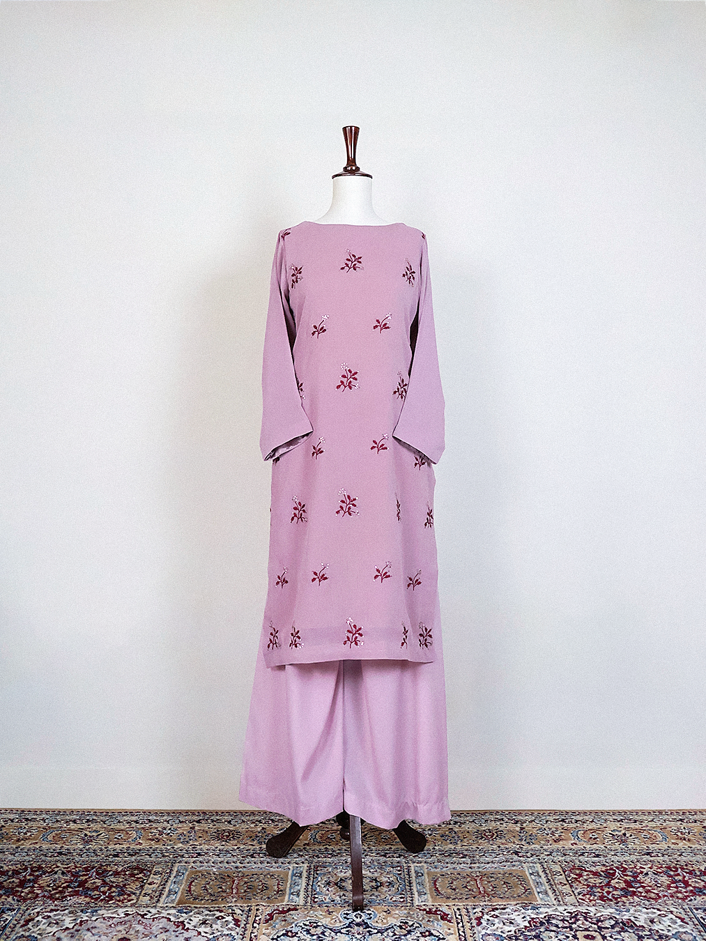 Pink-Purple Hand-Embroidered Kurta