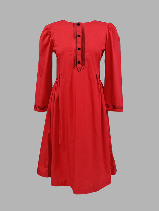 Red Cambric Cotton Dress