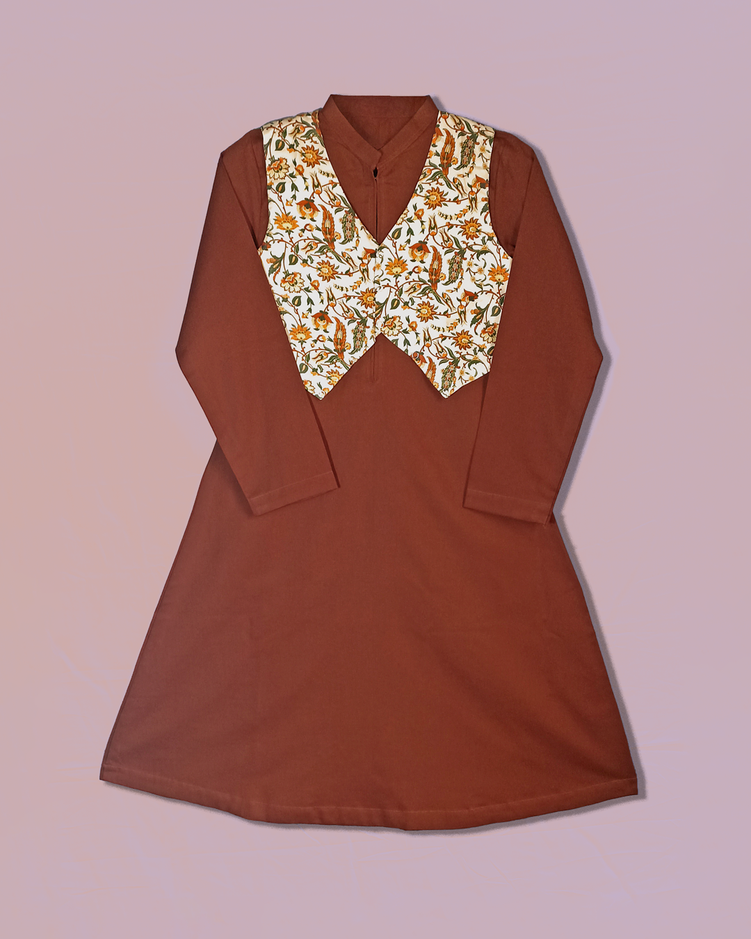 Brown Khadar Gown & Jacket