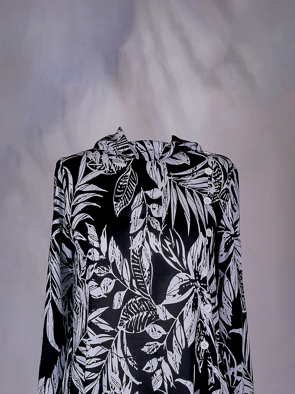 Black-White Petal Printed Dress