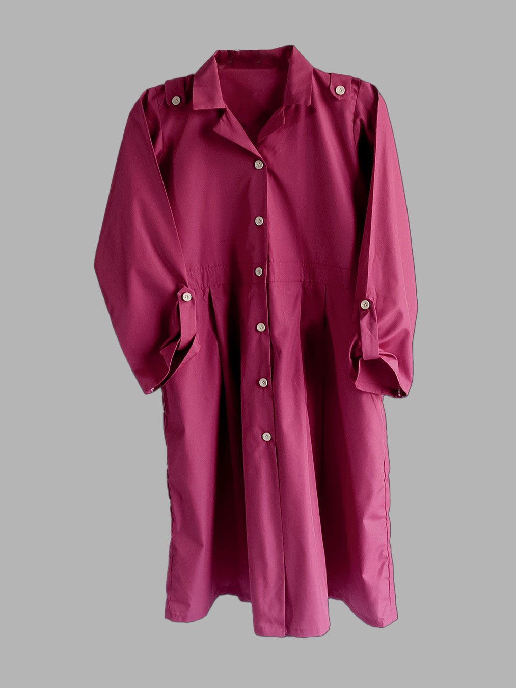 Ruby-Red Cambric Cotton Dress