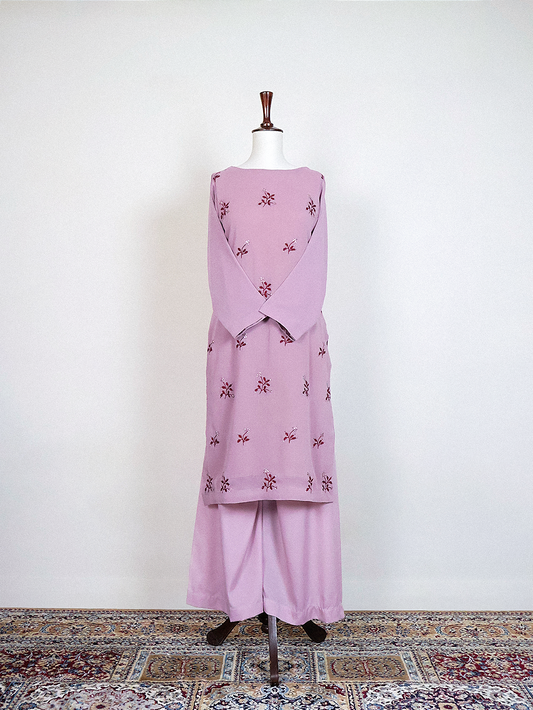 Pink-Purple Hand-Embroidered Kurta