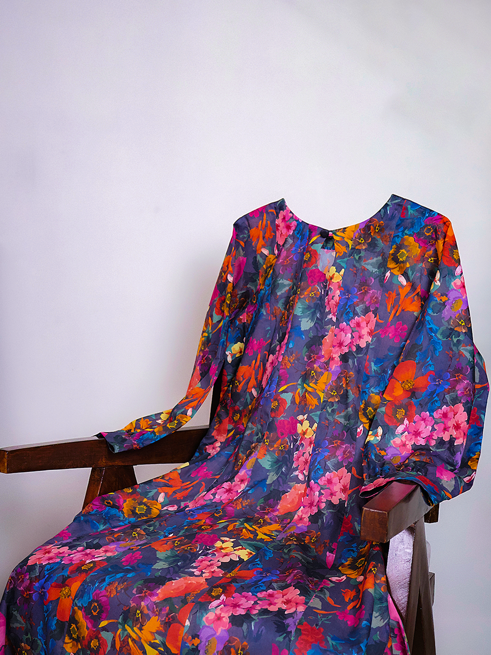 Multi-Colored Floral Lawn Dress