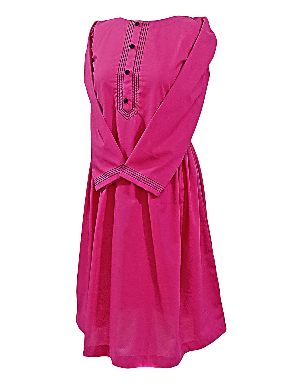 Hot-pink Cambric Cotton Dress
