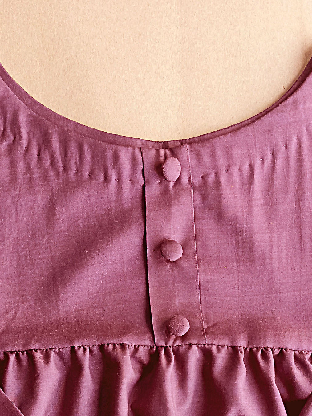 Burgundy casual-wear Cotton Dress