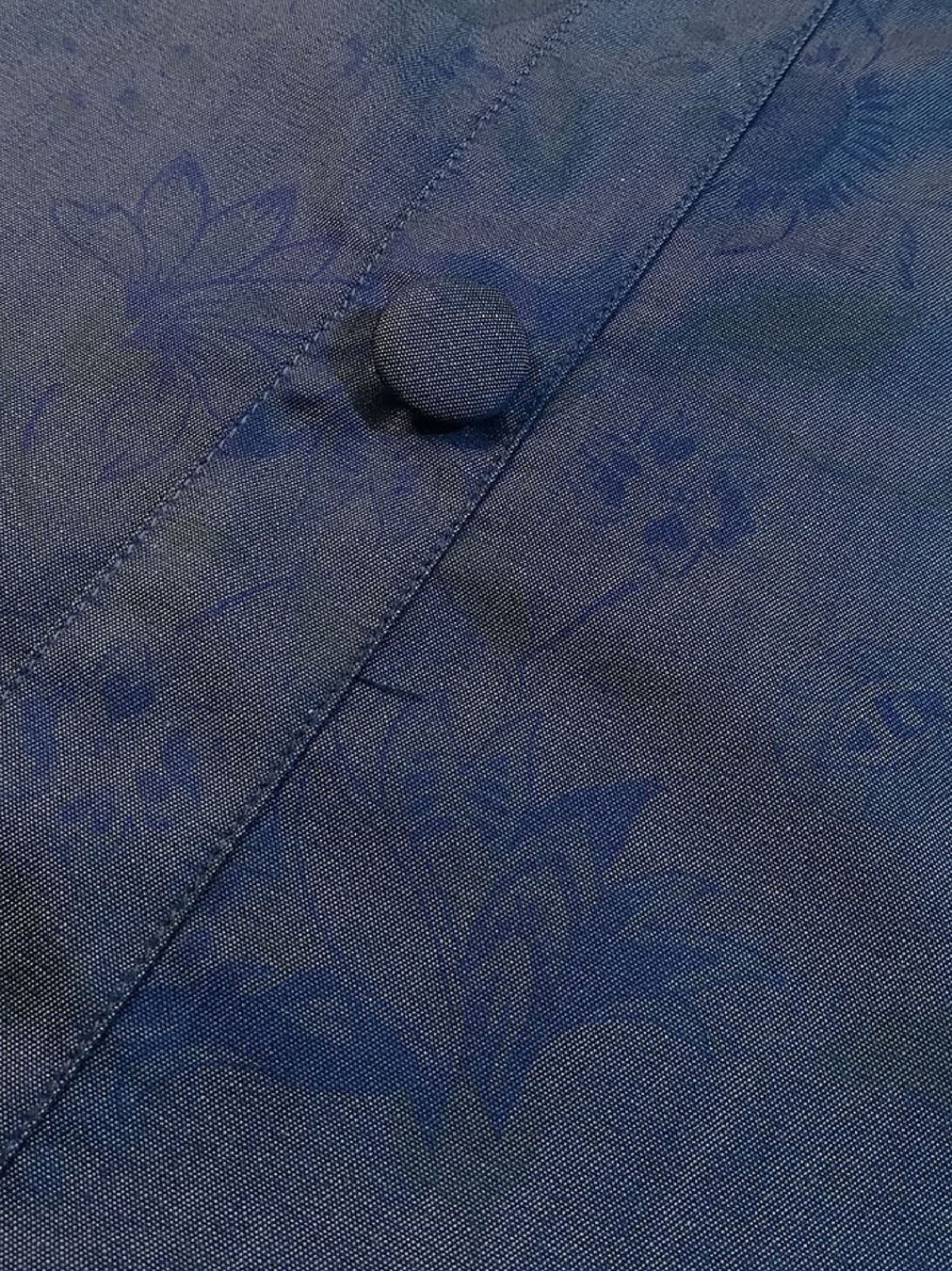 Blue self-printed Denim-Cotton Gown