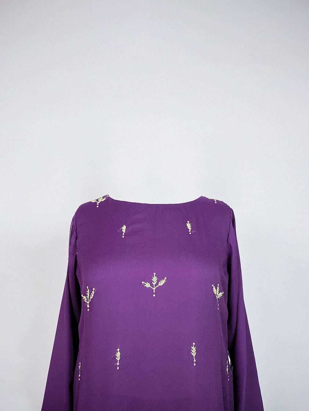 Violet Hand-Embroidered Kurta