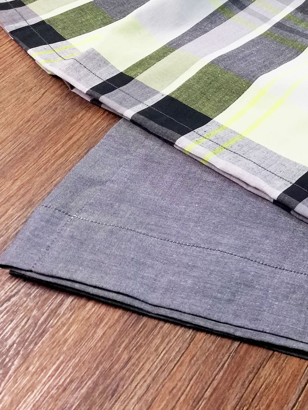 Neon-plaided Cotton dress & Trouser