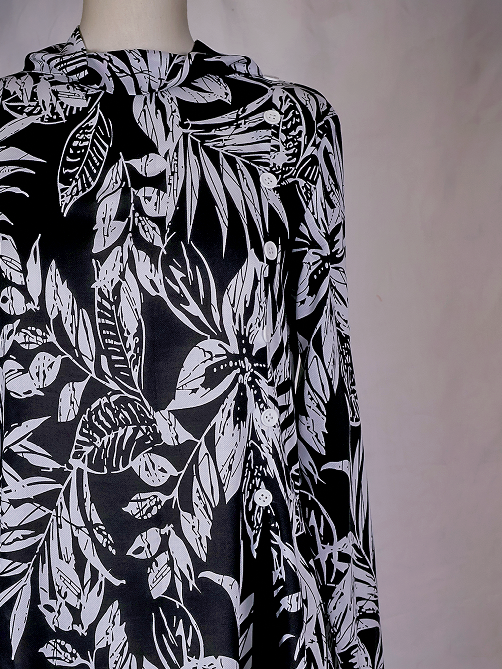 Black-White Petal Printed Dress