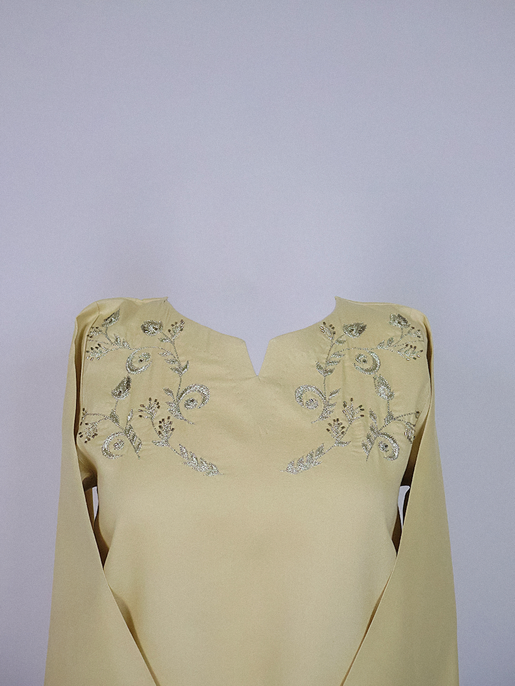 Yellow Hand-Embroidered Kurta