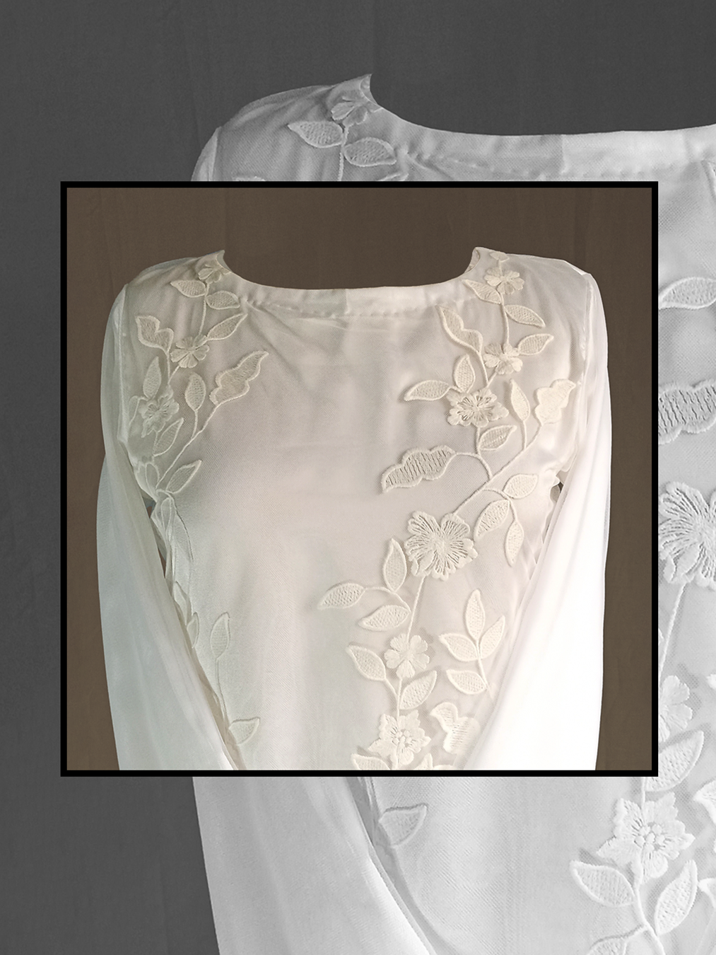White Embroided Long Kurta