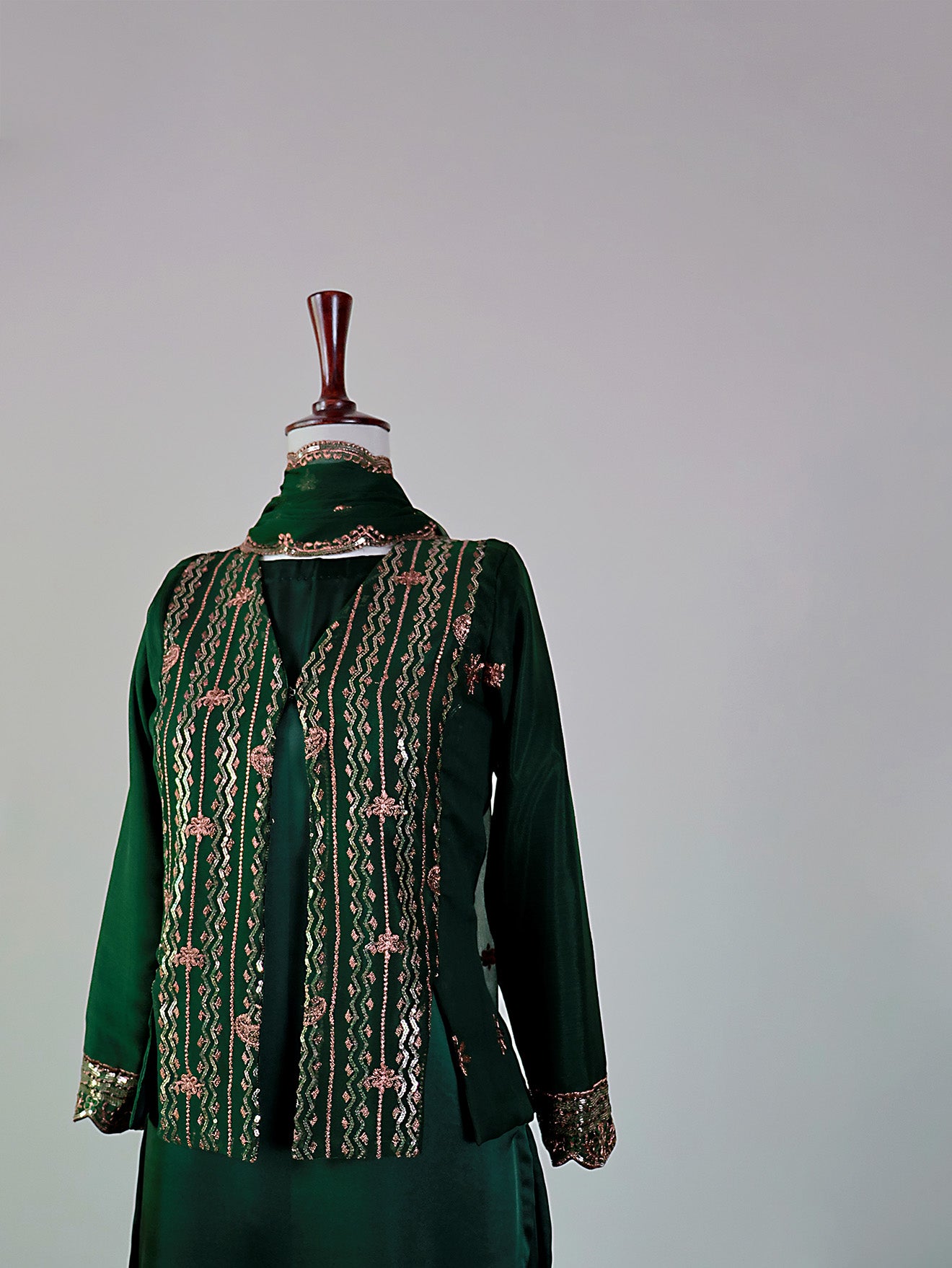 Pine-Green Kurta & Jacket