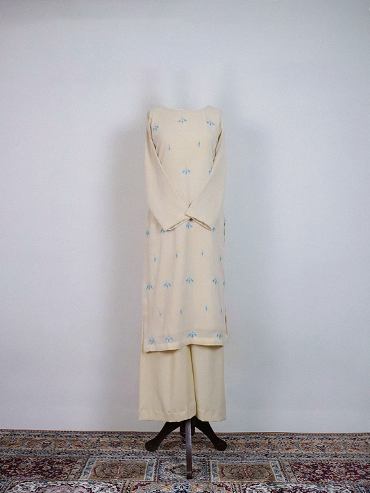 Pale-Beige Hand-Embroidered Kurta