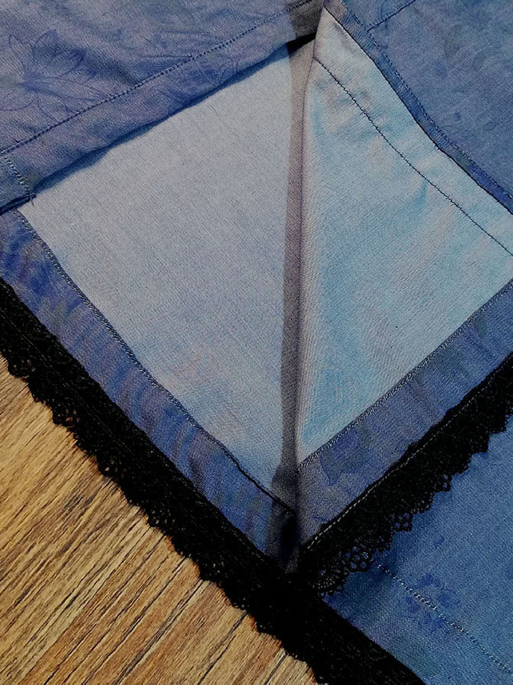 Blue self-printed Denim-Cotton Gown