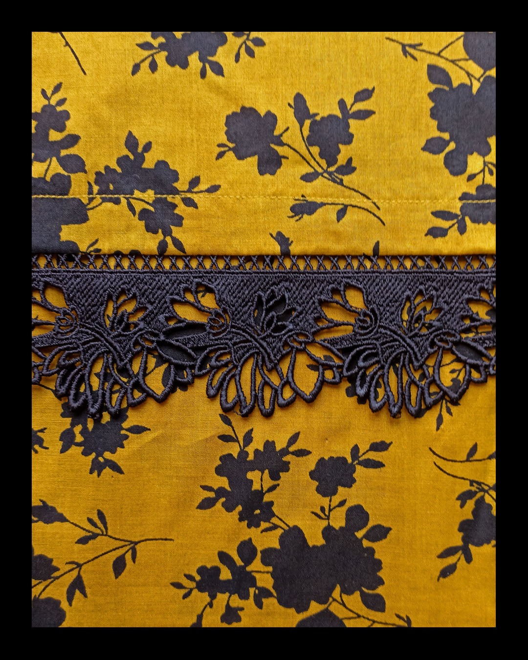 Mustard-Black Lawn Kurta