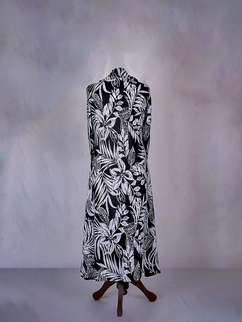 Black-White Petal Printed Dress