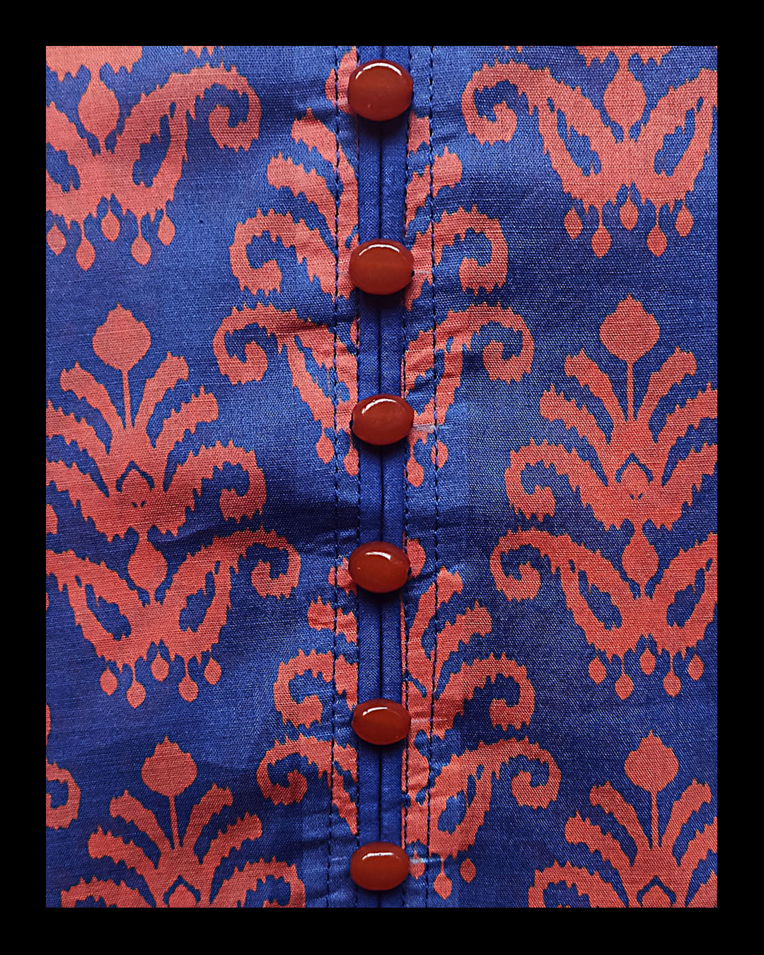 Blue-Rust Lawn Dress