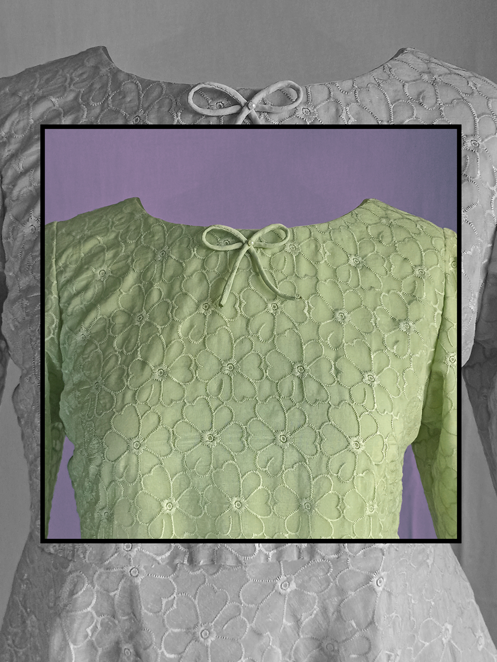Tea-Green Embroided Dress