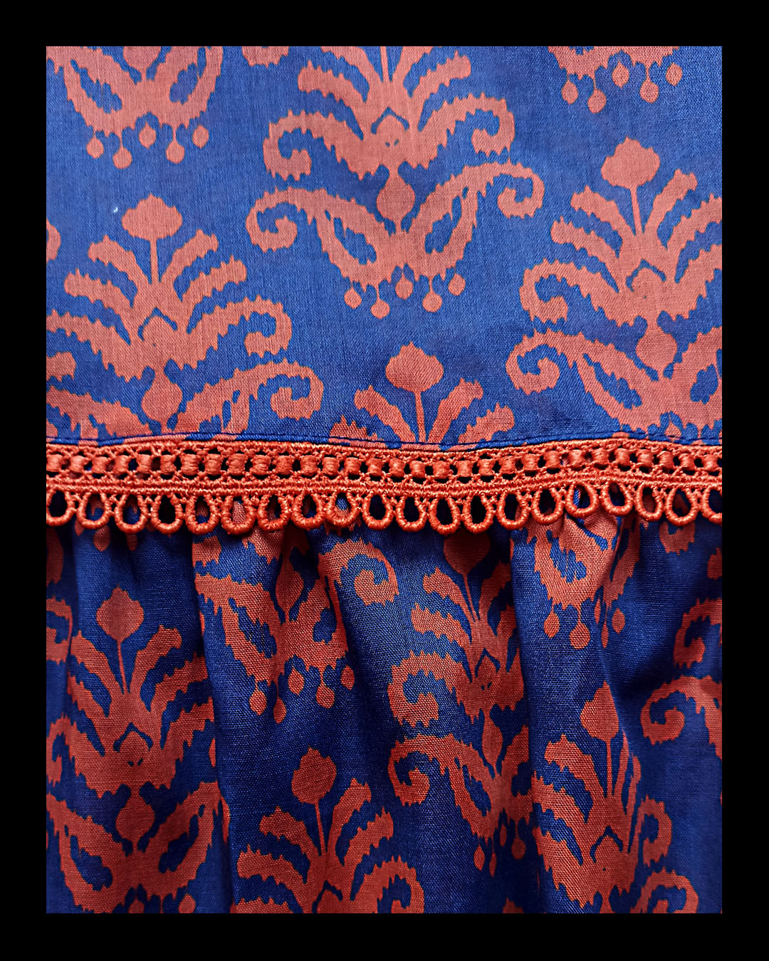 Blue-Rust Lawn Dress