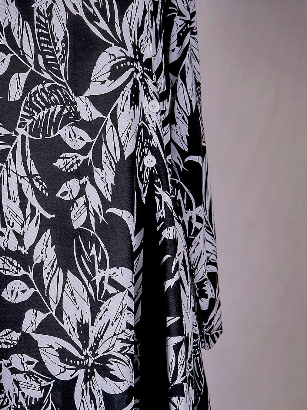 Black-White Petal Printed Dress