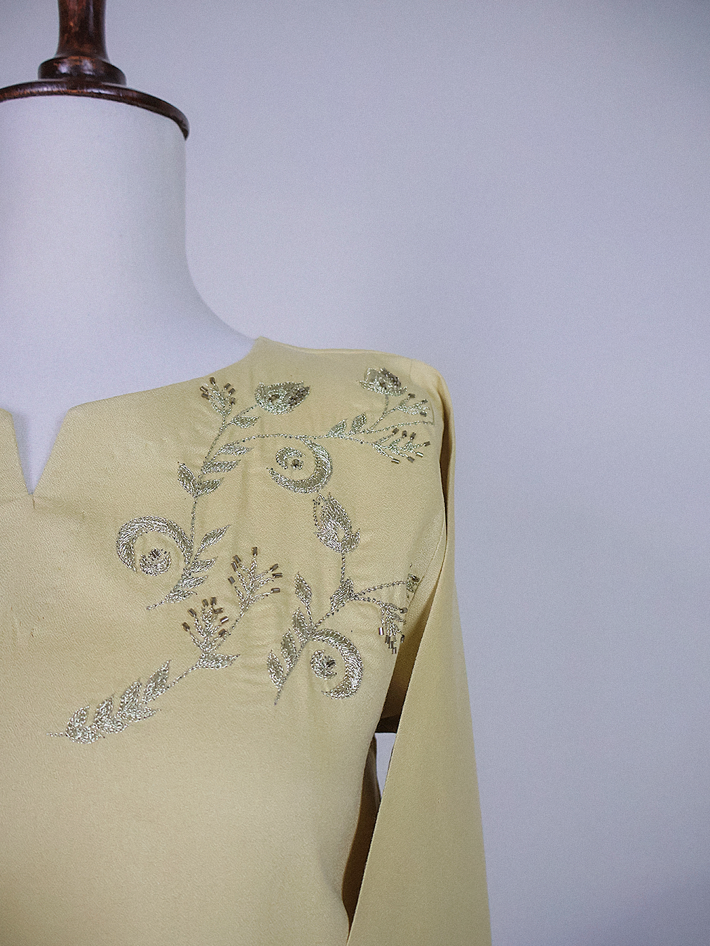 Yellow Hand-Embroidered Kurta