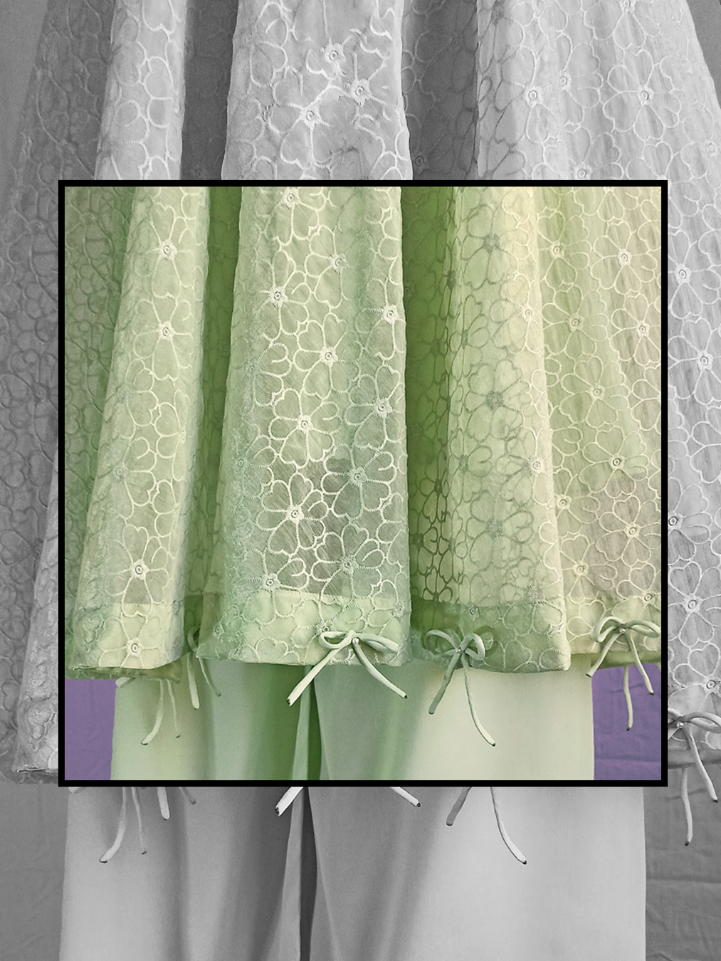 Tea-Green Embroided Dress