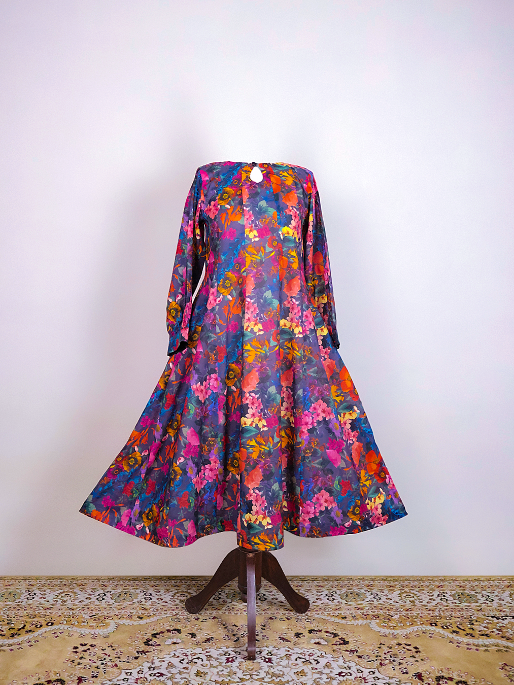 Multi-Colored Floral Lawn Dress