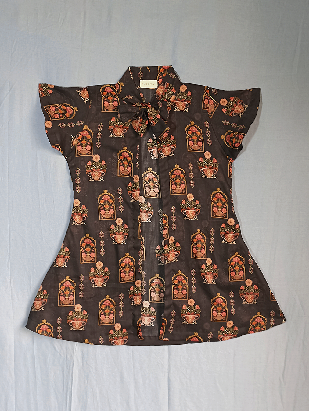 Black Floral-Printed Kurta