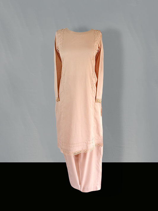 Crayola Peach Lawn Kurta